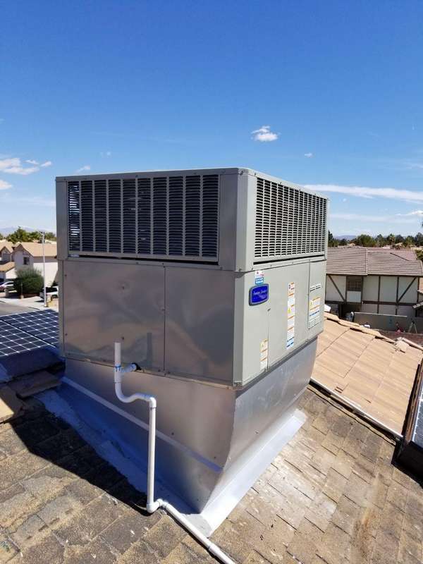 Installation of a 5ton American standard 14 seer package heat pump with adjustable curb After